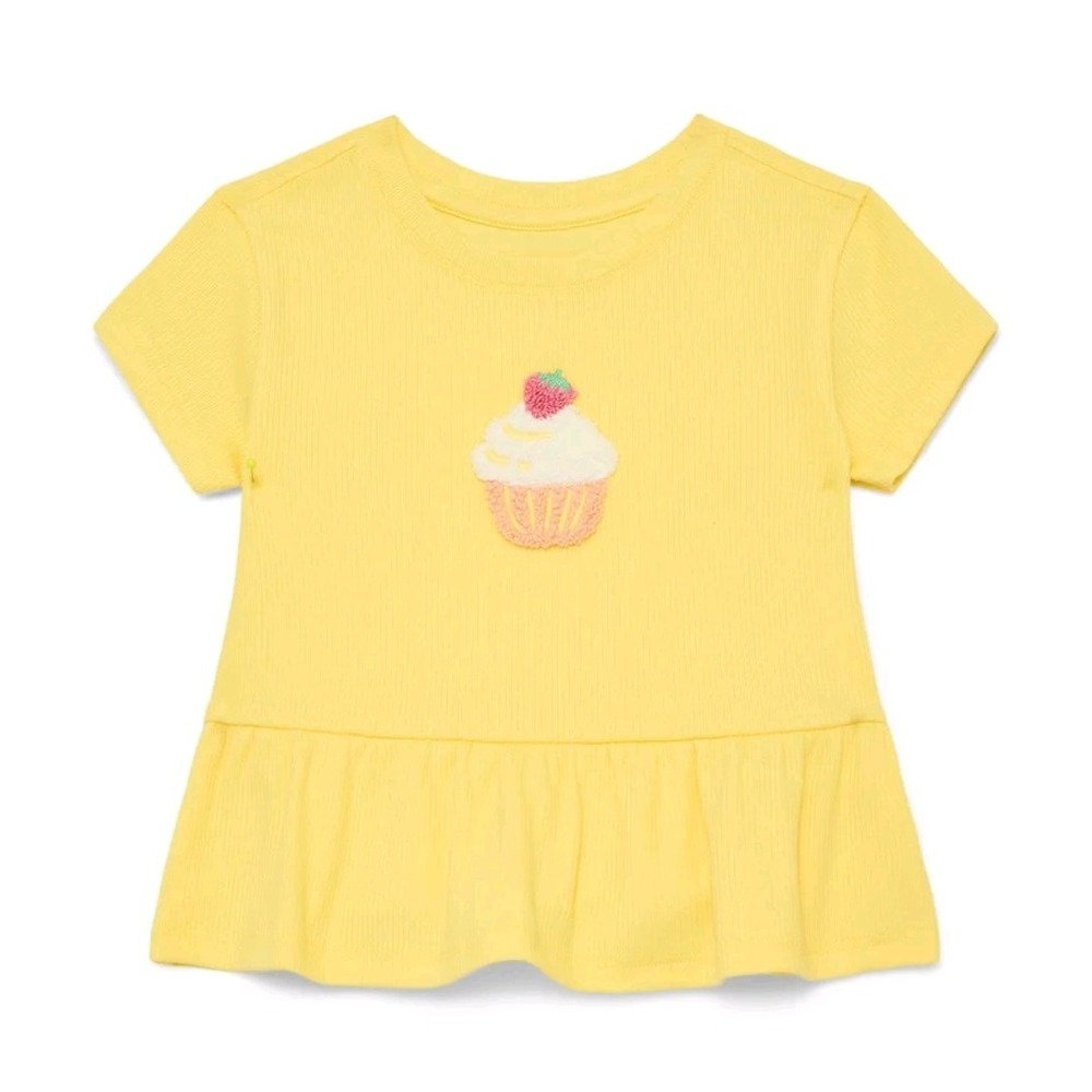 Baby girls wonder nation yellow cupcake short shirt size 0-3 month